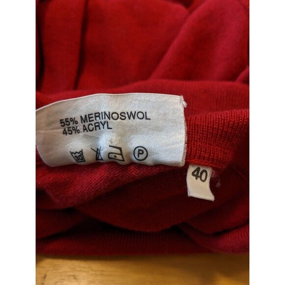Vintage Womens Med Merino Wool Blend Sweater Red Knit Turtleneck 90s Setterlaine - Picture 5 of 6